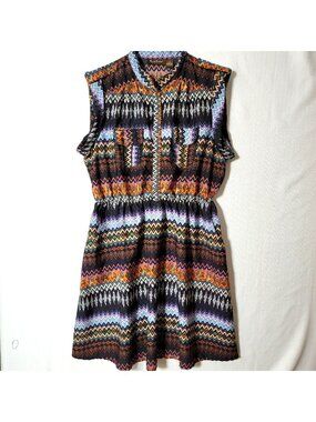 Speed Control New York Sleeveless Summer Dress Womens Sz 2X Button Front Y2K
